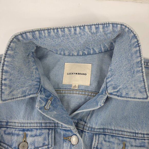 NWT $109 LUCKY BRAND BLUE DENIM JACKET WOMEN'S SIZE LARGE LIGHT WASH POCKETS NEW - Picture 7 of 16